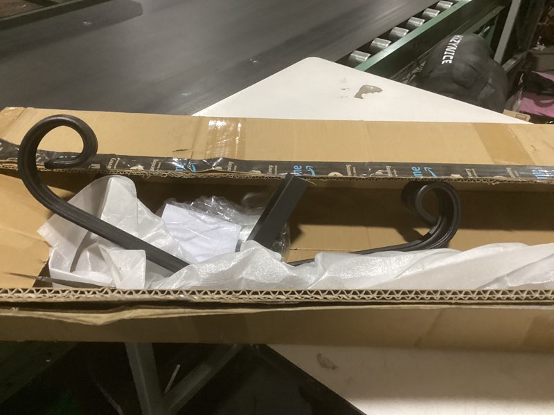 Condition photo showing As Is for handrails for outdoor steps-single post wrought iron handrail for 1, 2 step-outdoor stair rail handrails-38.9" h black wrought iron hand rail powder coating for concrete steps or wood stairs 1-2 steps cover