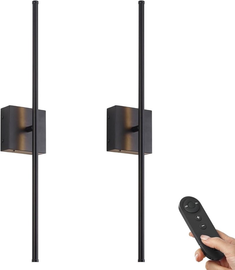 KARTOOSH Removable Battery Operated Wall Sconces with Remote Control, Stepless Colors 3000K-6000K & 