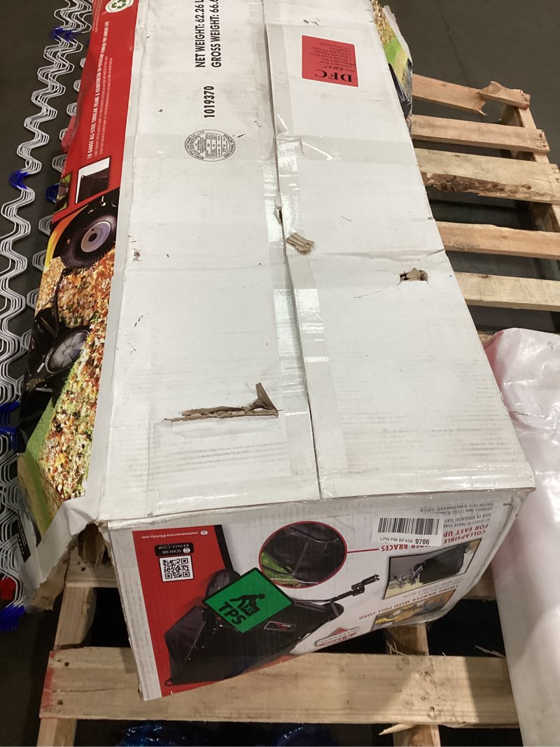 Condition photo showing As Is for Brinly 42" Tow-Behind Lawn Sweeper in Hammered Finish with High-Velocity Brushes Hammered Black