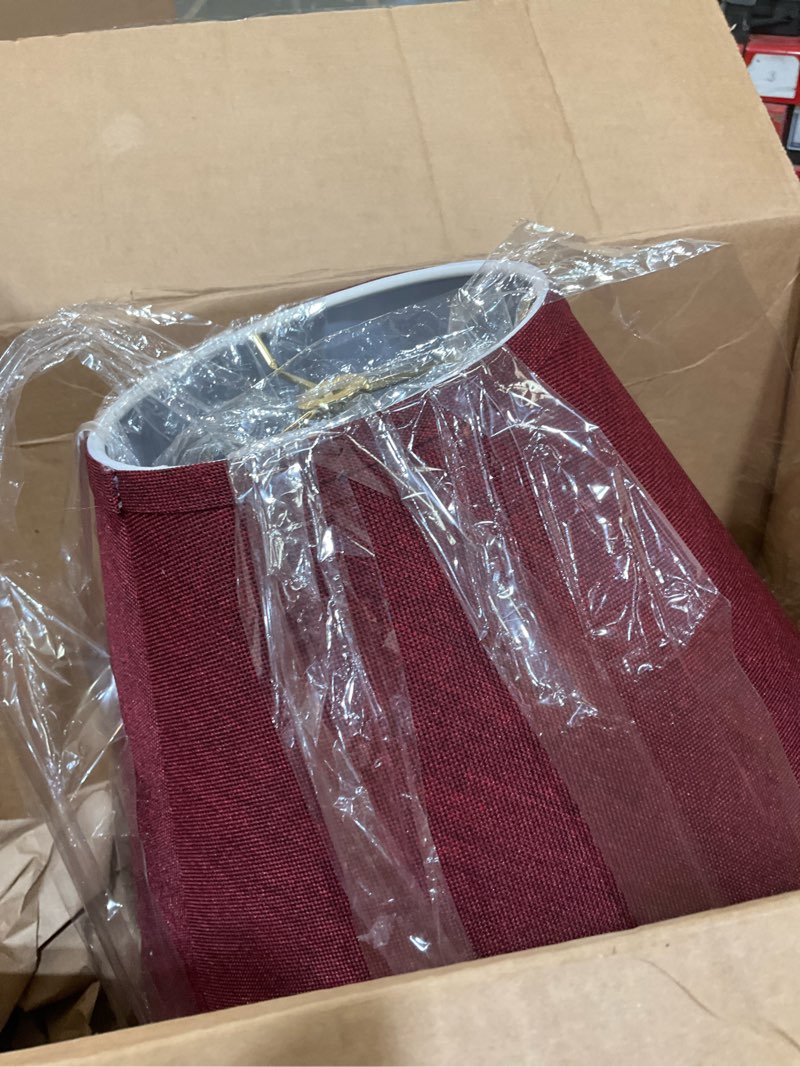 Condition photo showing Good Condition for Aspen Creative 32093A Hardback Empire Transitional Spider in Burgundy Burlap Texture Fabric, 6" Top x 12" Bottom x 9" Slant