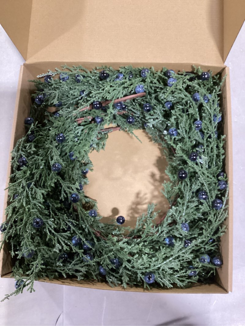 Condition photo showing Good Condition for Tigeen 6 ft Christmas Juniper Garland Realistic Artificial Berry Greenery Cedar Faux Juniper Cane Garland for Table Fireplace Christmas Mantle Wreath Winter Indoor Outdoor Holiday Decorations