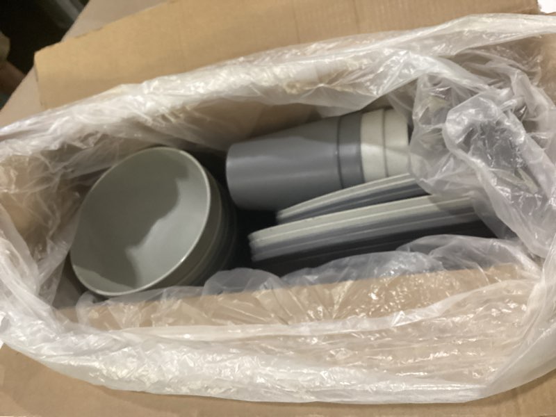Condition photo showing Good Condition for rubtlamp 24pcs kitchen plastic wheat straw dinnerware set,dinnerware sets for 6,microwave dishwasher safe plates, unbreakable reusable plastic wheat straw bowls & plate for camping gray, light gray, black