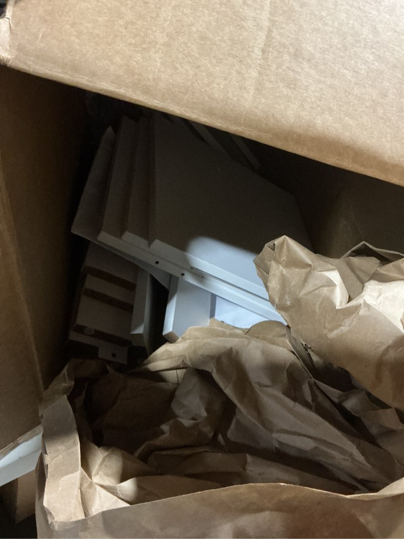 Condition photo showing As Is for (INCOMPLETE)HOMEFORT 10-Tier Vertical Shoe Rack, Corner Shoe Tower, Slim Shoe Organizer with Two Hanging Hooks, Wooden Shoe Storage Stand for Entryway, Hallway, Closet (White) White 11.02\"D x 11.02\"W x 62.2\"H