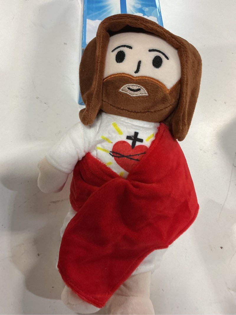 Condition photo showing Good Condition for 13" jesus plush toy heart of jesus plushie savior stuffed doll for church sunday school religious easter gift for children kids red 13 inches