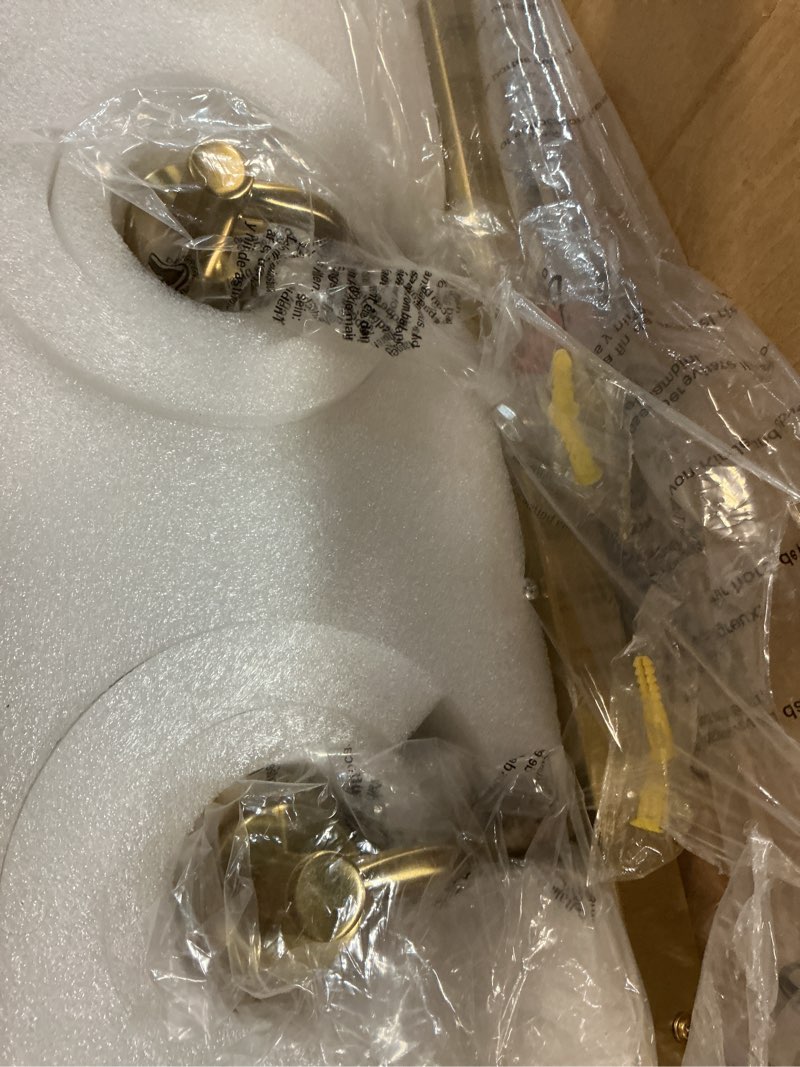 Condition photo showing Good Condition for izorro bathroom light fixtures, 5 light brushed gold vanity light, modern wall sconces with globe clear glass shade, vanity lighting fixtures over mirror,e26 bulb socket brushed gold 5-light