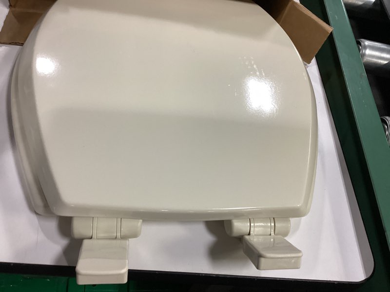 Condition photo showing Good Condition for Mayfair Cassel Slow Close Toilet Seat, Easy Clean, Non Slip Premium Wood Seat, Easy Install, Made in USA, Round, Biscuit Seat Round