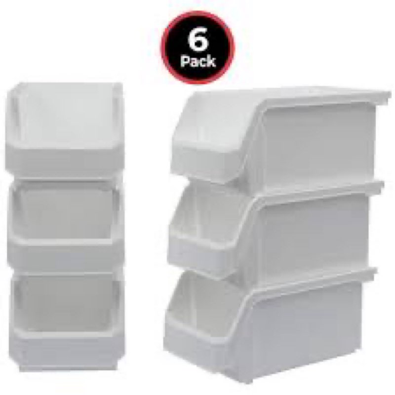 2 Packs White 5.3\" L x 4.1\" W x 2.9\" H Parts Cabinet Industrial Stackable Bins w/Anti-Slip Drawers & Impact-Resistant Base, CNC Workshop Organizer 5.3\" L x 4.1\" W x 2.9\" H 2 Packs White