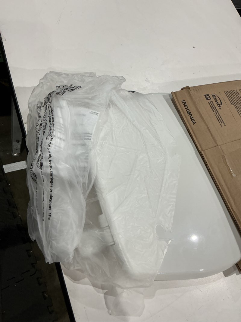 Condition photo showing As Is for bemis 730slec slow close toilet seat, easy clean hinges and durable plastic seat, made in usa, round, white