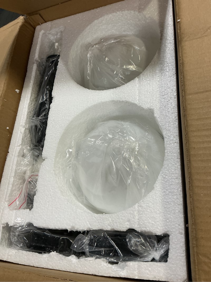 Condition photo showing New/Like New for Modern Black Globe Pendant Light Milky White Globe Glass Shade 2 Pack Adjustable Rods Hanging Ceiling Light Fixtures for Kitchen Island Living Room Black 2 Pack-Adjustable Rods