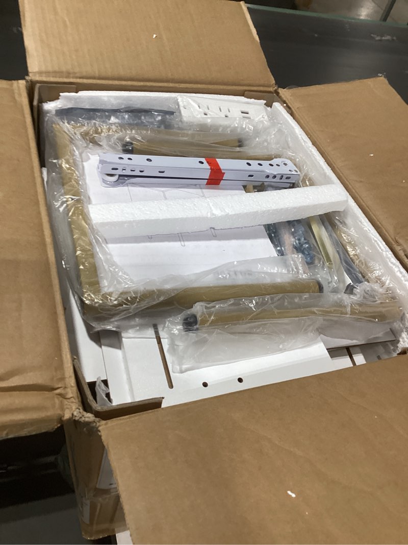 Condition photo showing As Is for Modern Nightstand with Charging Station and LED Lights, White Bedside Table with Drawer, Fluted Side Table for Living Room, Bedroom White Vertical Stripe