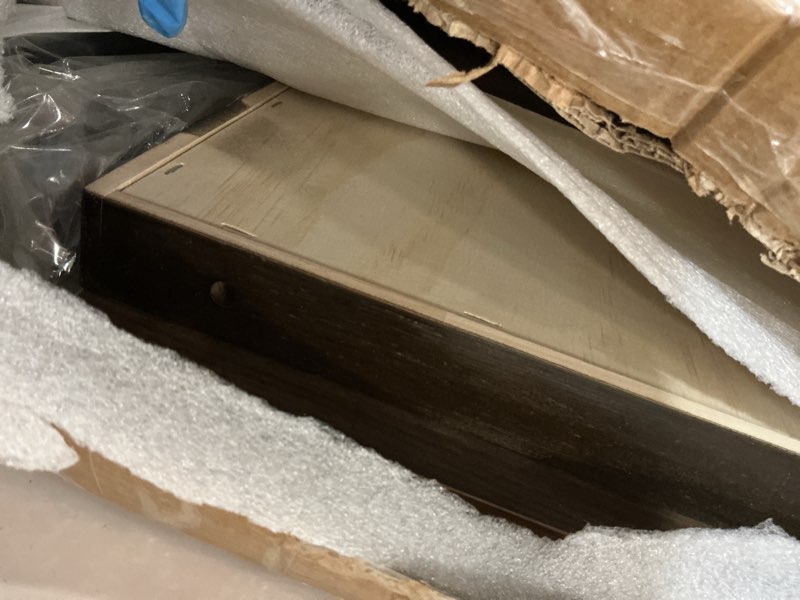 Condition photo showing Good Condition for C Shaped End Table with Charging Station, Small Side Table for Couch, C Table with Wheels and Adjustable Desktop, Wooden Couch Table for Living Room, Bedroom (Brown)