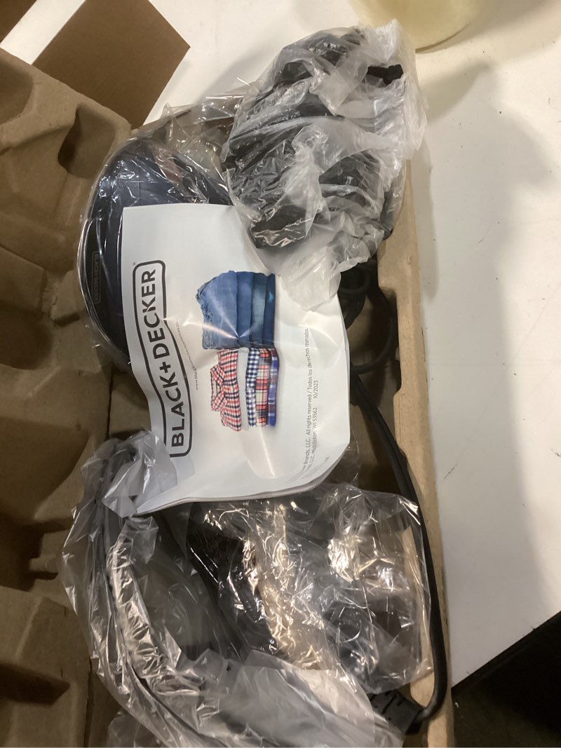 Condition photo showing Good Condition for black+decker press & steam 2-in-1 iron and steamer, 180% more steam & one temperature technology, ceramic soleplate, safe on all fabric types medium