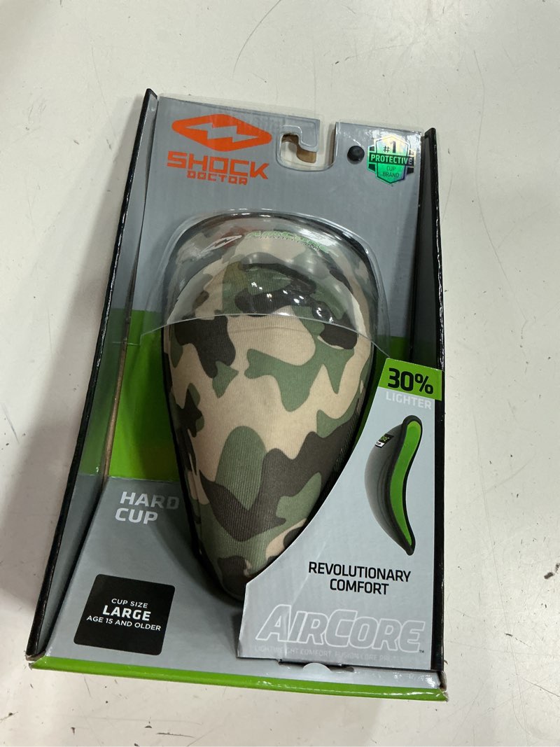 Condition photo showing New/Like New for shock doctor men's aircore hard protective cup (207) | size large | hisroom.com