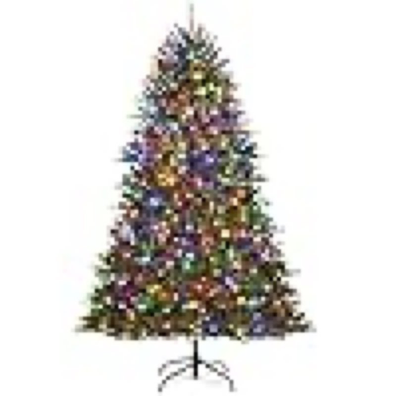 garvee 9ft artificial christmas tree prelit, pvc xmas tree with 3357 branch tips, 900 dual-color led lights & foldable base, for holiday, party, christmas decorations, green