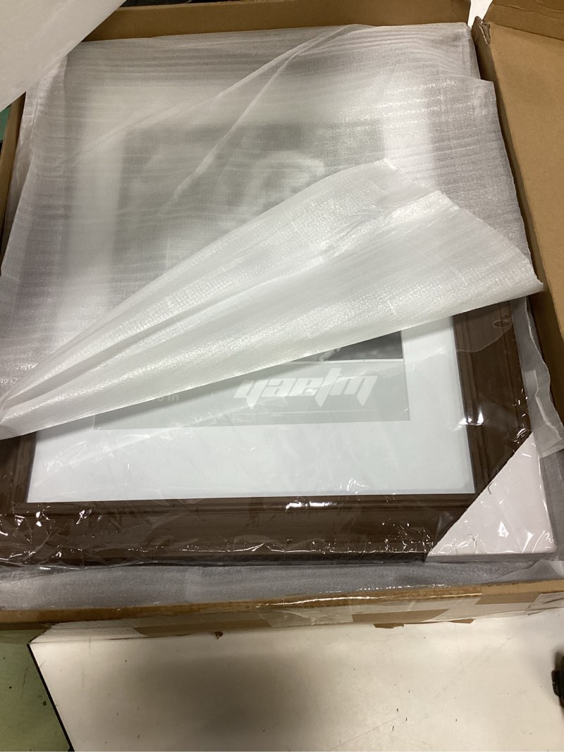 Condition photo showing Good Condition for yaetm 11x14 picture frame with mat for 8x10 set of 4, 1.4" wide molding brown wood grain photo frames 11 x 14 with tempered glass for home and office, wall mount (4 pack, wood brown) 11x14, 4 pack wood brown