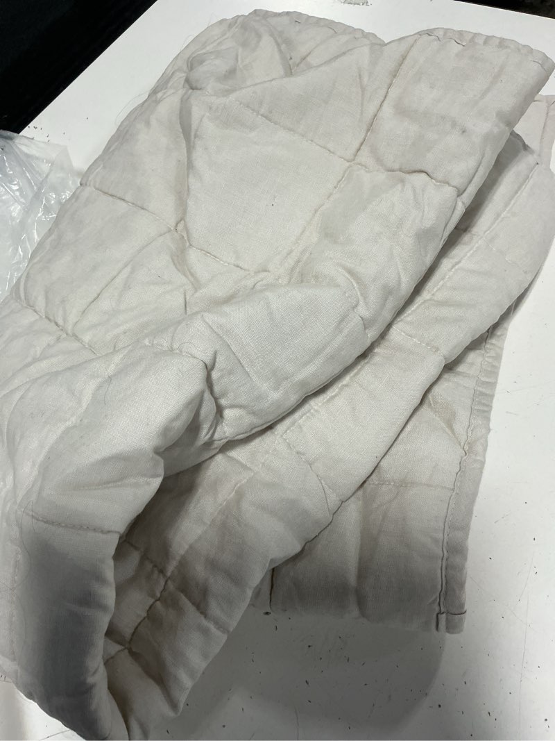 Condition photo showing As Is for european linen toddler quilt, one size, sand