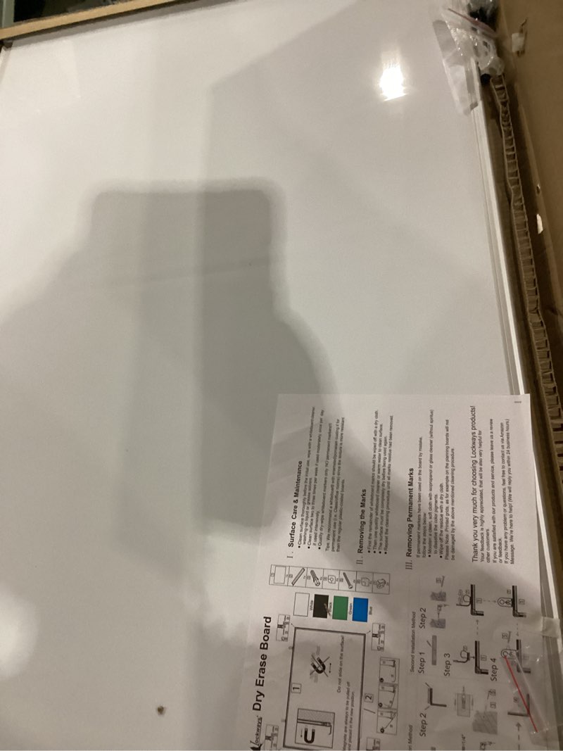 Condition photo showing New/Like New for lockways magnetic dry erase board, 36 x 24 inch magnetic whiteboard white board, 1 dry erase markers, 2 magnets for school, home, office silver 36" x 24"