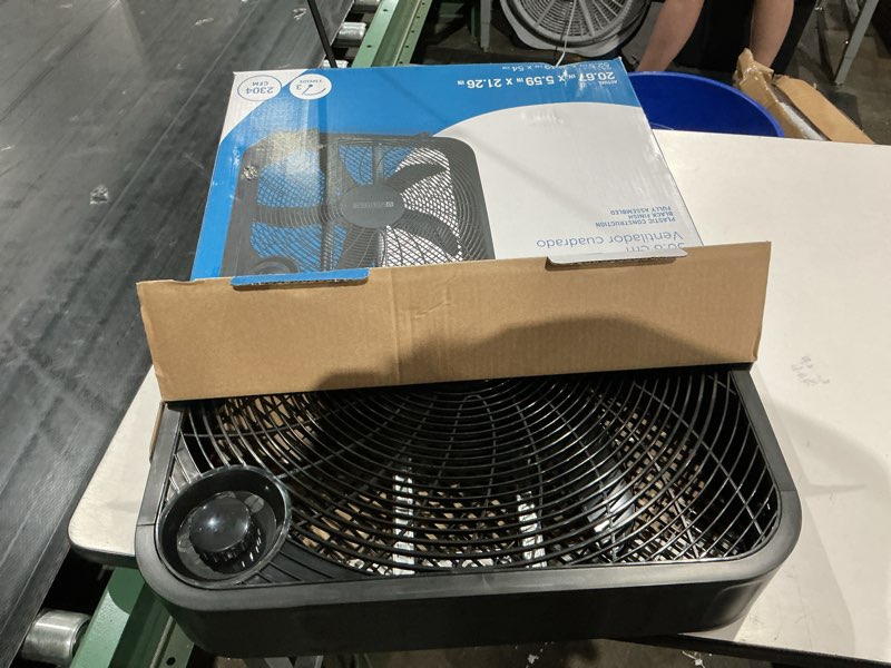 Condition photo showing As Is for utilitech 20-in 120-volt 3-speed high velocity indoor black box fan