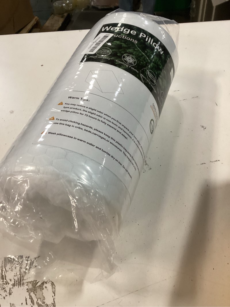 Condition photo showing New/Like New for Bed Wedge Pillow for Sleeping & Resting, 8 inch Incline Pillow Wedge for Adults Seniors, Back Support and Leg Elevation, Cooling Memory Foam Top, Ideal for Couch, Bedroom & Living Room 24*24*8inch