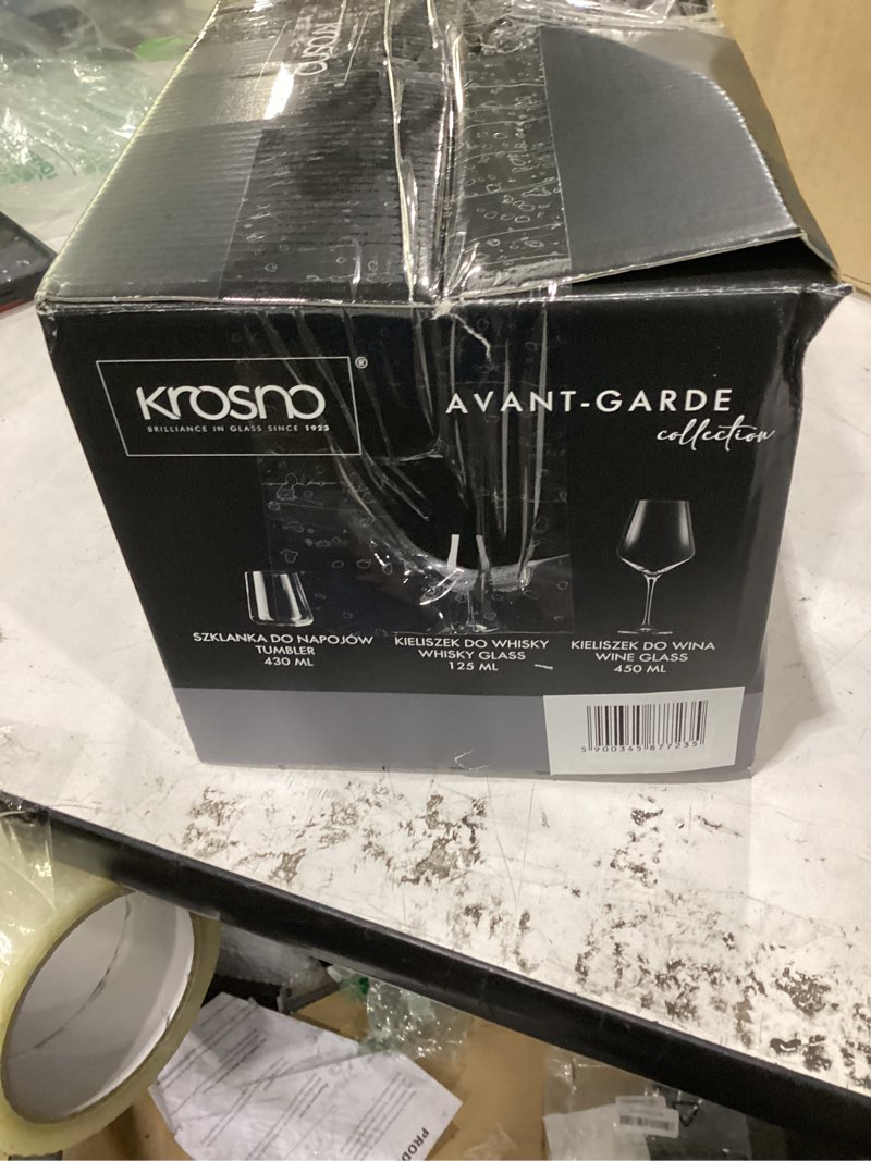Condition photo showing Good Condition for krosno tall water glasses, set of 6, 18.3 oz, avant-garde collection, lightweight crystal glass, per