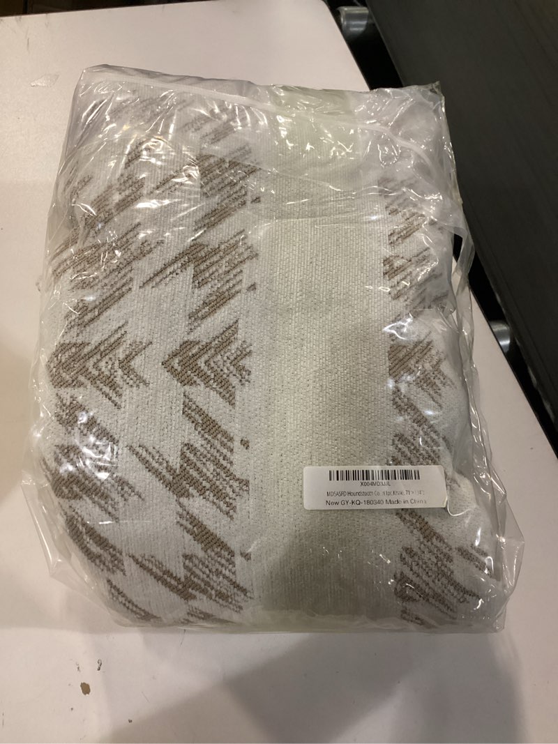 Condition photo showing New/Like New for Houndstooth Couch Cover Blanket, Couch Blanket Cover, Boho Couch Cover, Chenille Sofa Covers Washable, XL Couch Covers for Oversized Sofa(1pc/Khaki/71×134") Houndstooth Khaki 1pc/71"x 134"/Rectangular