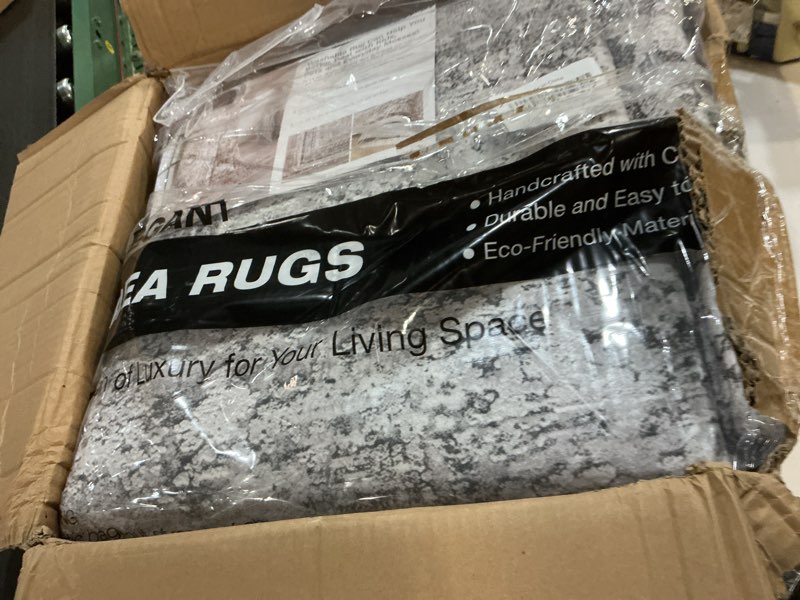 Condition photo showing Good Condition for 9x12 Area Rugs - Washable Rug for Living Room, Ultra-Thin Abstract Rug, Indoor Non-Slip Rug for Bedroom, Stain Resistant Large Area Rug, Super Soft Low Pile Rugs, Light Gray Light Gray 9' x 12' (Rectangular)