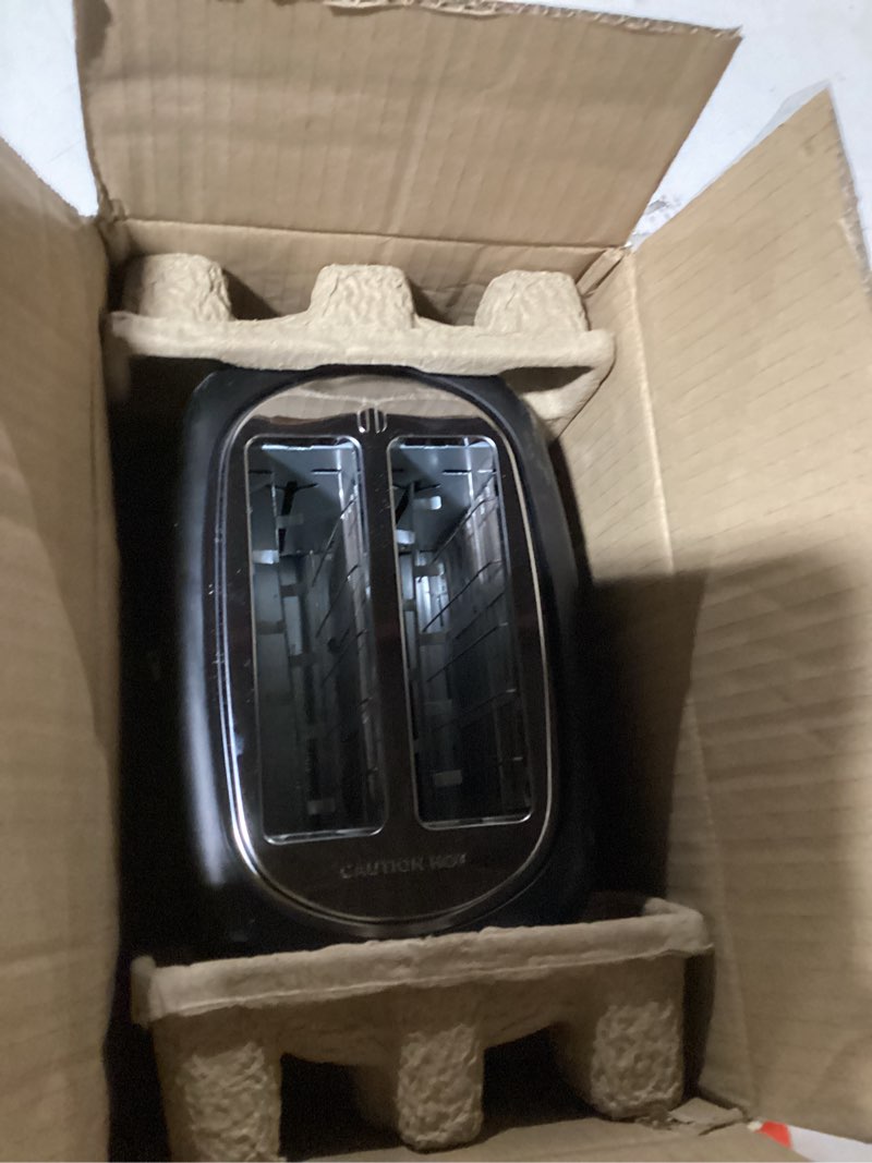 Condition photo showing Good Condition for Amazon Basics 2 Slice Toaster, With 6 Browning Settings, Extra Wide Slots For Bagels and Special Breads, Removable Easy-to-Clean Crumb Tray, Cancel/Defrost/Bagel Buttons, 900W, Black & Silver 2 Slice Silver Front