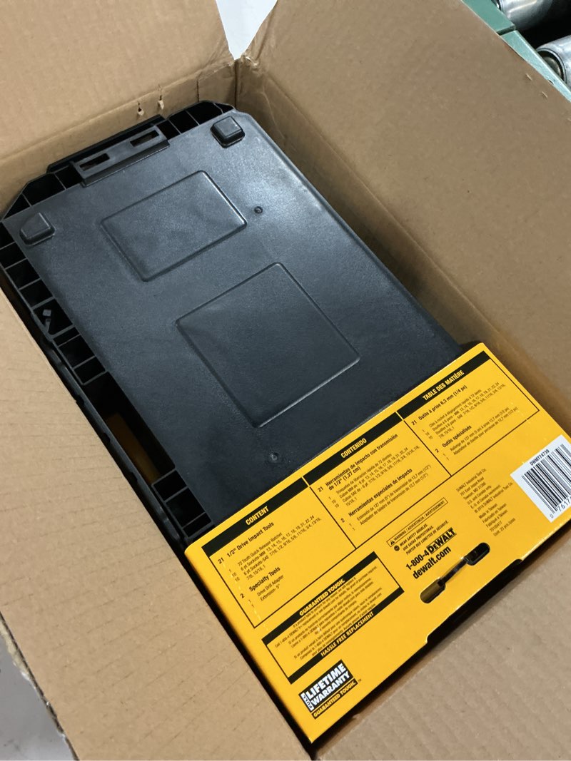 Condition photo showing New/Like New for dewalt impact socket set, 1/2" drive, for sae and metric fasteners, 23-piece, retaining pin compatible, directtorque technology for better grip(dwmt74739) (b01ifsx9m4)