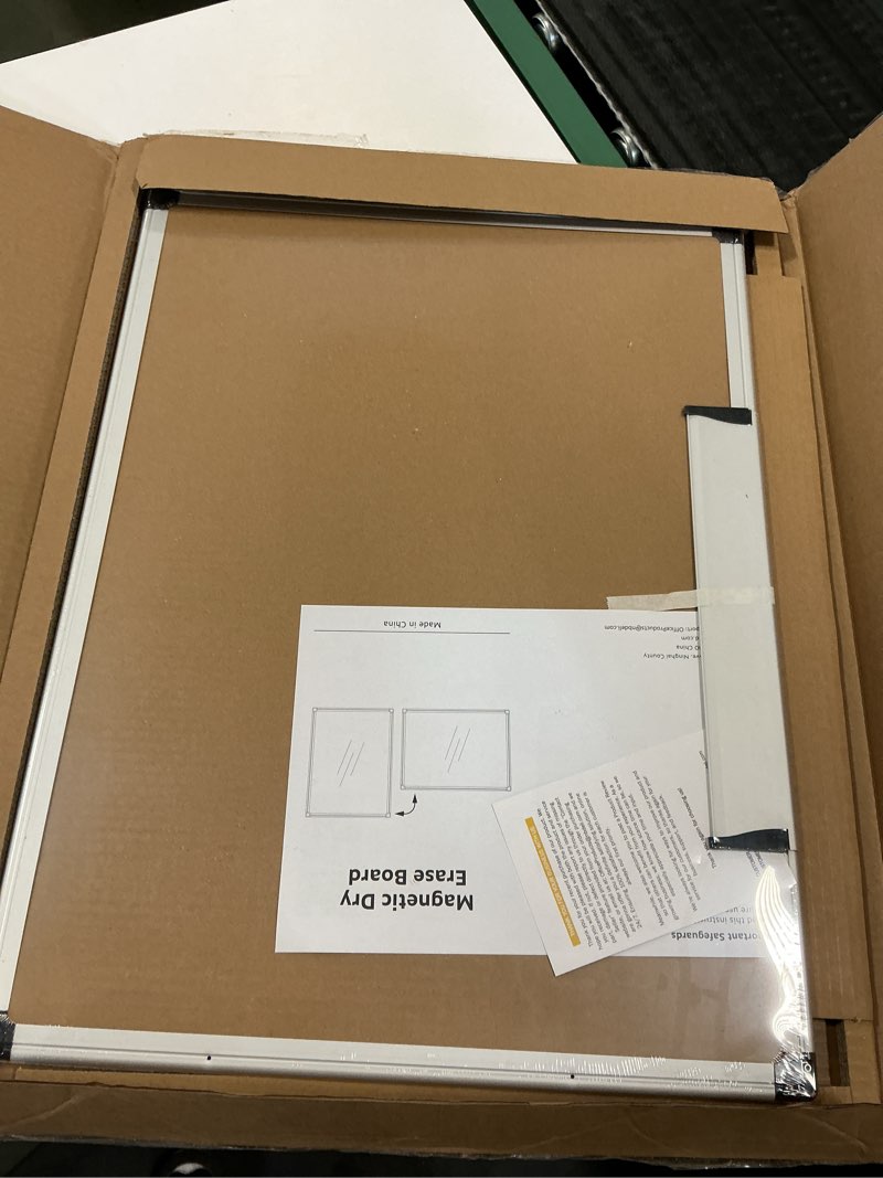 Condition photo showing New/Like New for VUSIGN Magnetic White Board Kit for Wall 24" x 18", 1 Dry Eraser & 2 Multicolor Markers & 4 Magnetic Pins, Sliver Reinforced Aluminum Frame for Home, School, Office 24"W x 17.8"H