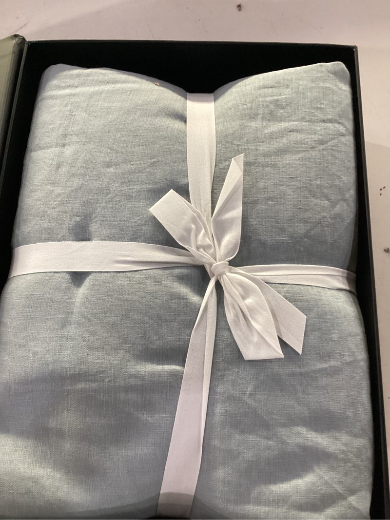 Condition photo showing Good Condition for atlinia 100% pure flax linen bedding set - stone washed french linen fabric deep pocket fitted sheet farmhouse flat sheet 2 pillowcases (dusty blue, queen)