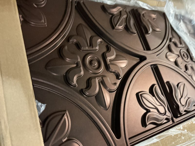 Condition photo showing Good Condition for art3d drop ceiling tiles 2x2, glue-up ceiling panel, fancy classic style, antique copper 12 antique copper tiles