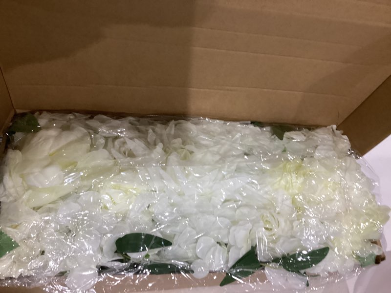 Condition photo showing As Is for Artificlal Flowers Wedding Arch Flowers for Decoration,2pcs/Pack 21.6"*11.8"*4.8" Artifical Flower centerpleces for Tables,Fake Flower Panels for Home Decoration White