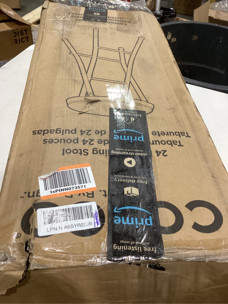 Condition photo showing As Is for COSCO 24" Vinyl Padded Folding Stool, Multipurpose, Great for Small Spaces, Double Braced, Black, 4-Pack