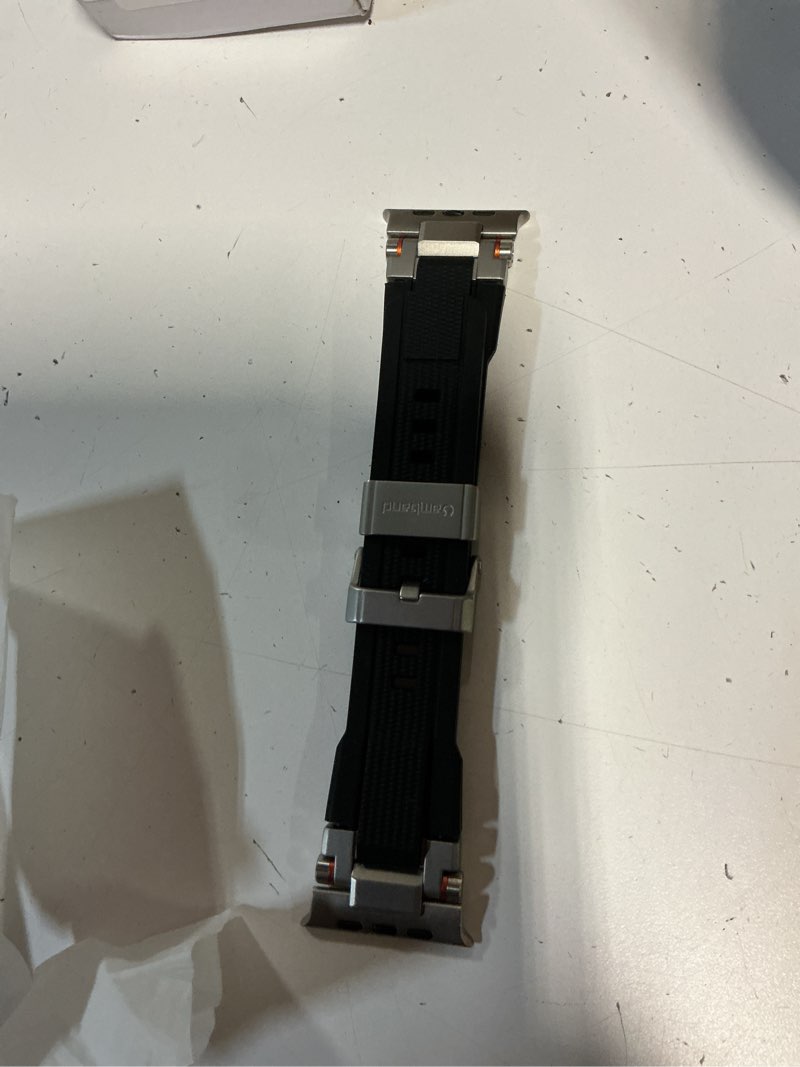 Condition photo showing New/Like New for amband bands compatible with apple watch ultra 3/2/1 49mm, m1 sport series rugged durable strap with metal connector to match ultra's titanium case for iwatch 49mm men titanium/black