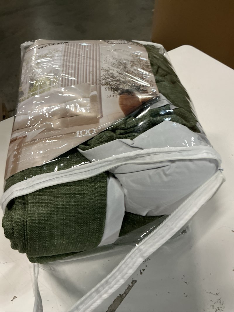 Condition photo showing As Is for Pleated Blackout Olive Green Curtains 96 Inches Long 2 Panels Set for Bedroom Living Room Darkening Linen Blend Back Tab Pinch Pleat Memory Shape with Liner Soundproof 96 Inch Window Curtains Olive Green 40"W x 96"L (Pack of 2)