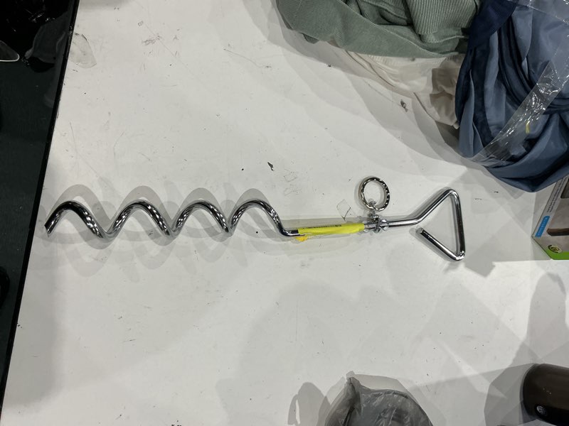 Condition photo showing As Is for downtown pet supply - dog tie out stake - premium dog stake for yard - dog runner with steel corkscrew stake and tie out cable for dogs - for dogs up to 70 lbs - 30 ft