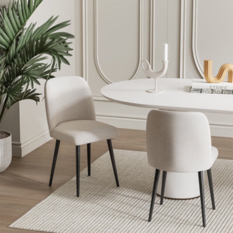  George Oliver Lariel Dining Chairs with Metal Legs & Reviews beige color 