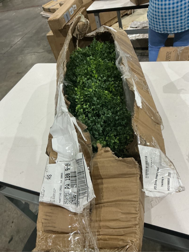 Condition photo showing Good Condition for nearly natural 36in artificial triple ball boxwood topiary tree - indoor outdoor realistic faux greenery for home patio office decor, low maintenance
