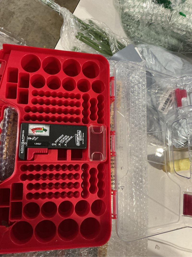 Condition photo showing Good Condition for ontel battery daddy storage & organizer case w/tester, stores & protects up to 180 batteries, double-sided, clear locking lid, secure latches & portable carrying handle - red (batteries not included) red original - 180 batteries