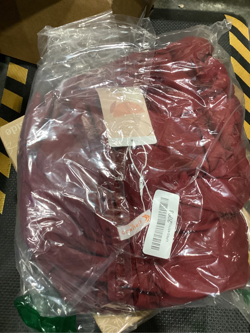 Condition photo showing Good Condition for kirundo lounge sets for women airport travel outfit 2026 summer off the shoulder tops wide leg pants 2 piece matching set burgundy x-large