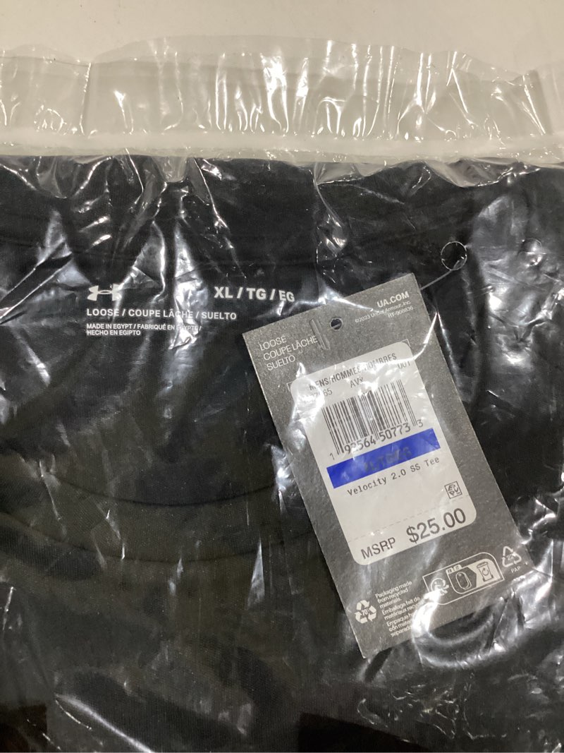 Condition photo showing New/Like New for Under Armour Men's Velocity 2.0 Short Sleeve T Shirt X-Large (001) Black / / Pitch Gray