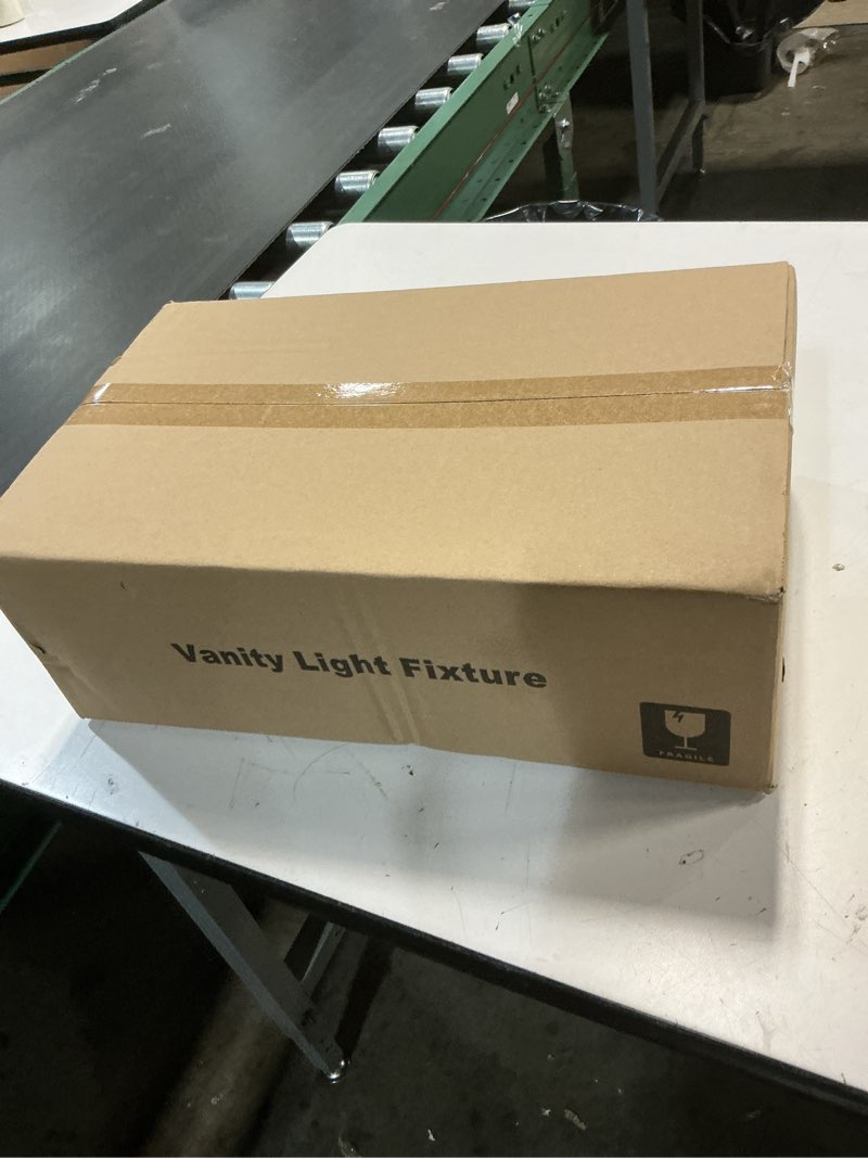 Condition photo showing New/Like New for 3-light bathroom light fixtures, 17.23" black modern vanity lights with clear glass shade, bathroom wall lamp for mirror kitchen living room hallway cabinet porch matte black 3-light