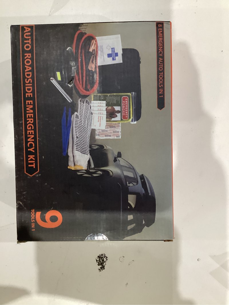 Condition photo showing New/Like New for car roadside emergency kit with battery jumper cables,car accessories for men or women,automotive safety kit for car,vehicle, truck or suv,gifts for men or him, orange orange 9 pcs