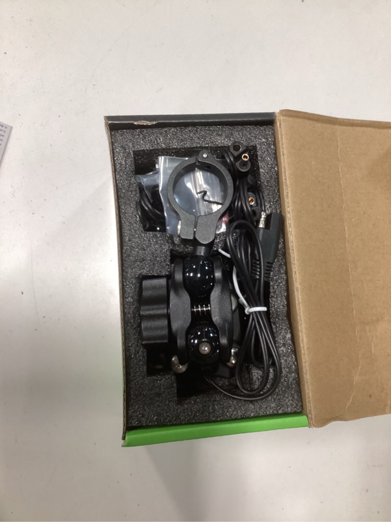 Condition photo showing As Is for imestou motorcycle wireless usb c phone mount anti-vibration, anti-theft 1" ball qi phone mount suitable for 5.2"-7.2" up to 15mm thick phones, fits for 22-32mm handlebars, works with 12-24v vehicles