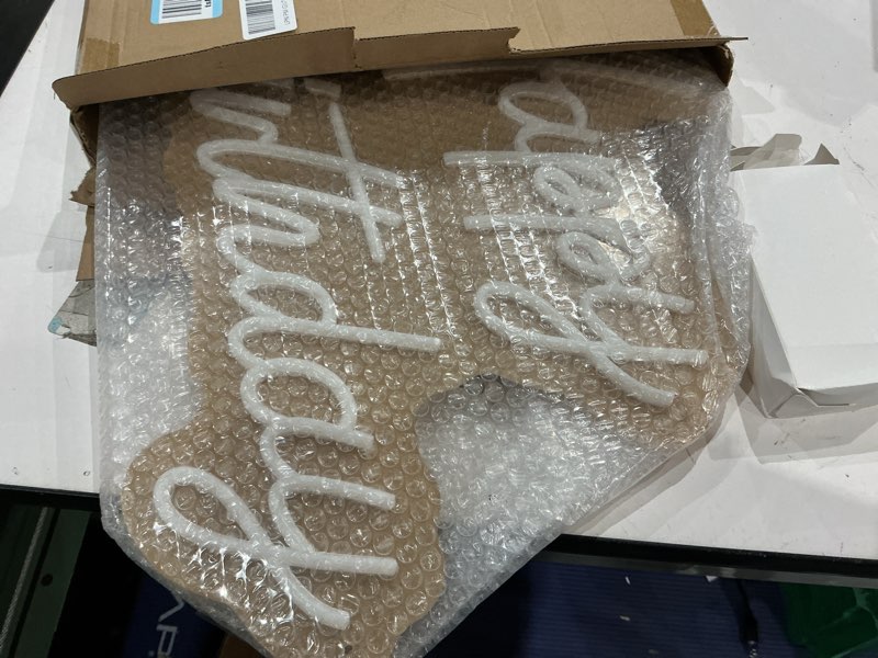 Condition photo showing Good Condition for hmt happy birthday neon sign warm white 22×16.9 inch large backdrop neon light, dimmable led light up sign for birthday party wall decor