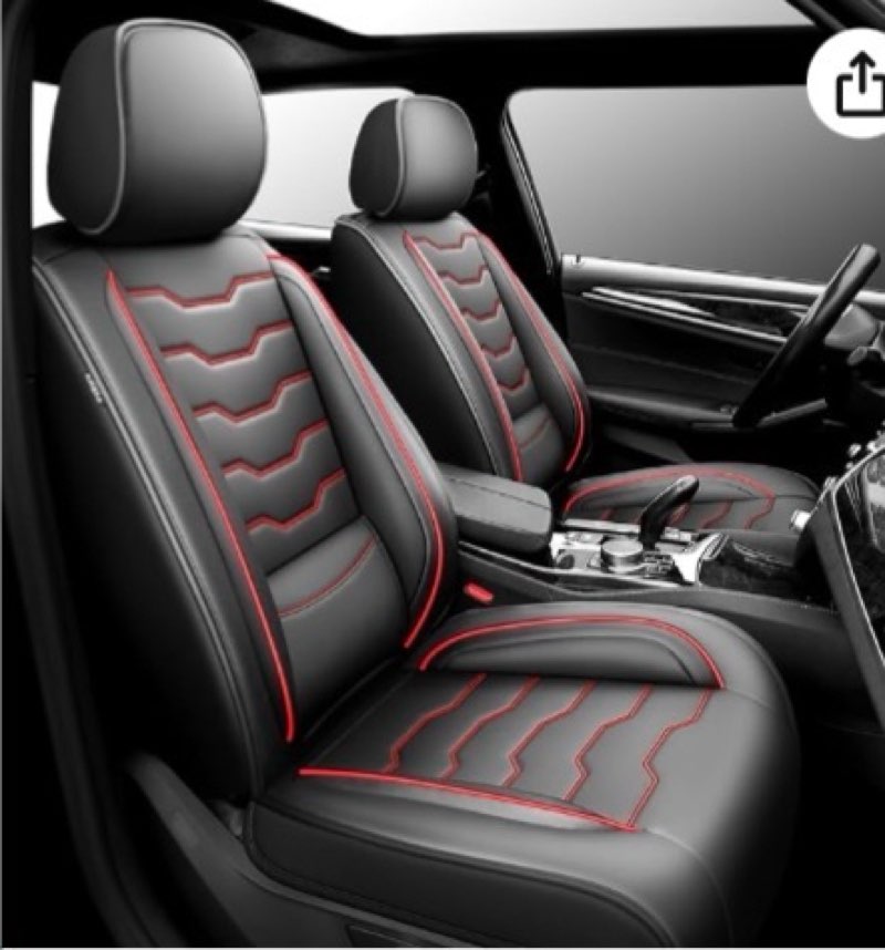 K4 Car Seat Covers Compatible with KIA K4 2025 2026 -Premium Leather? Waterproof? All-Weather Seat Cushion Protecto&Airbag Compatible (2 Front Seat Red Line Black)