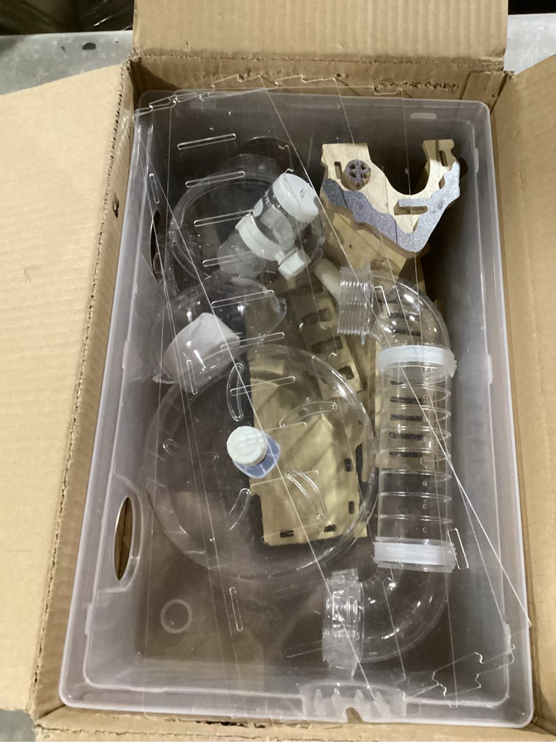 Condition photo showing As Is for hamster cage 8 in 1 with all accessories, acrylic hamster cages with full transparent viewing, excellent ventilation, castle habitat, dwarf hamster cage suitable for gerbil, mice, other small animals