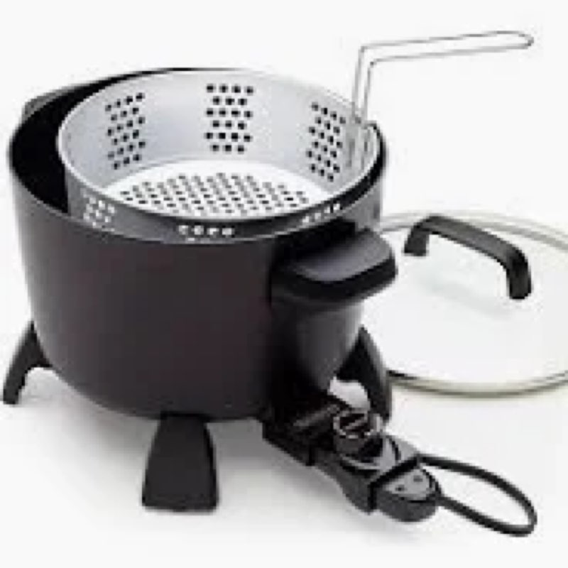 presto 8-quart big kettle, steamer and deep fryer multi-cooker, black