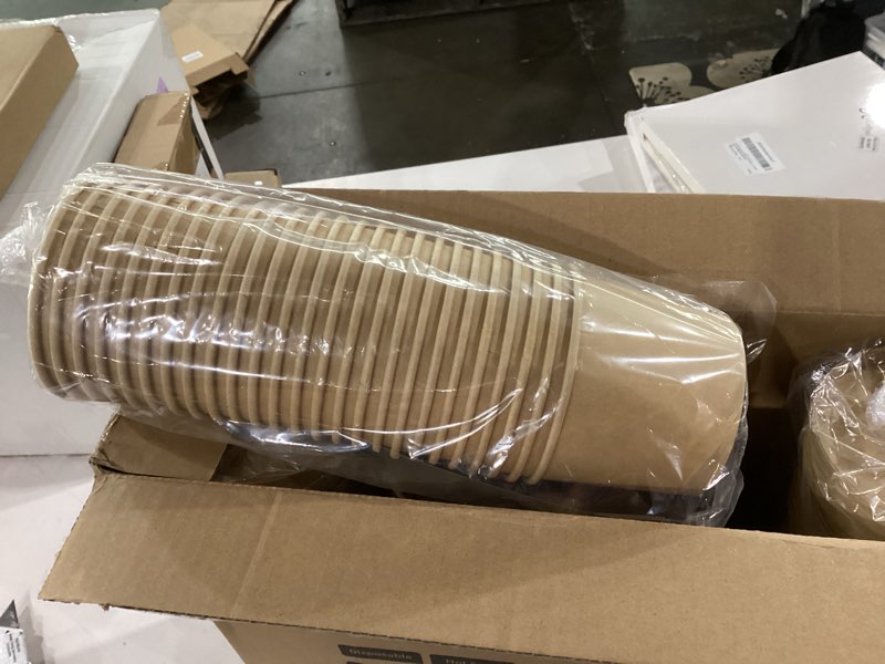 Condition photo showing New/Like New for 50 Pack Soup Containers with Lids, Disposable and Biodegradable Ice Cream Cups Kraft 12oz Paper Soup Bowls with Lids for Hot Drinking, Food, and Ice Cream (50 sets, 12 oz) Kraft Brown 12 oz