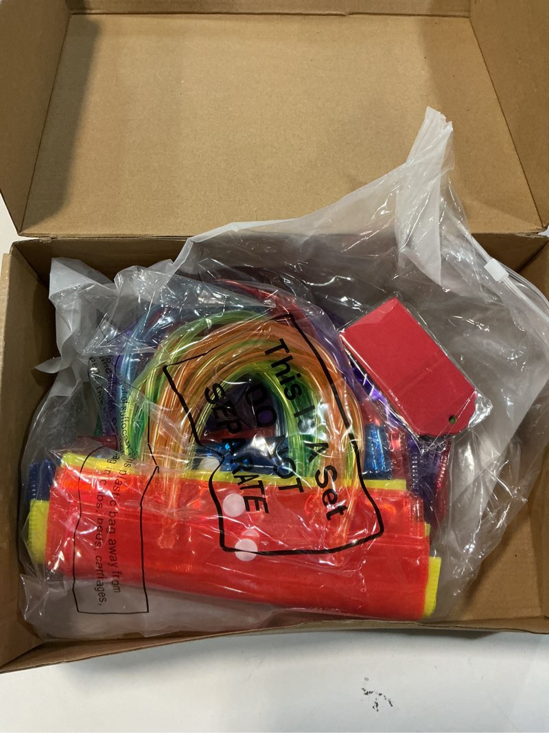 Condition photo showing New/Like New for Jaloro 24 Pcs Valentine's Day Gift Bags Bulk with Handles Reusable PVC Multicolor Rainbow Clear Plastic Gift Bags with Tags String for Wedding Baby Shower Birthday Party Favor, 7.9"x7.9"x3.1"